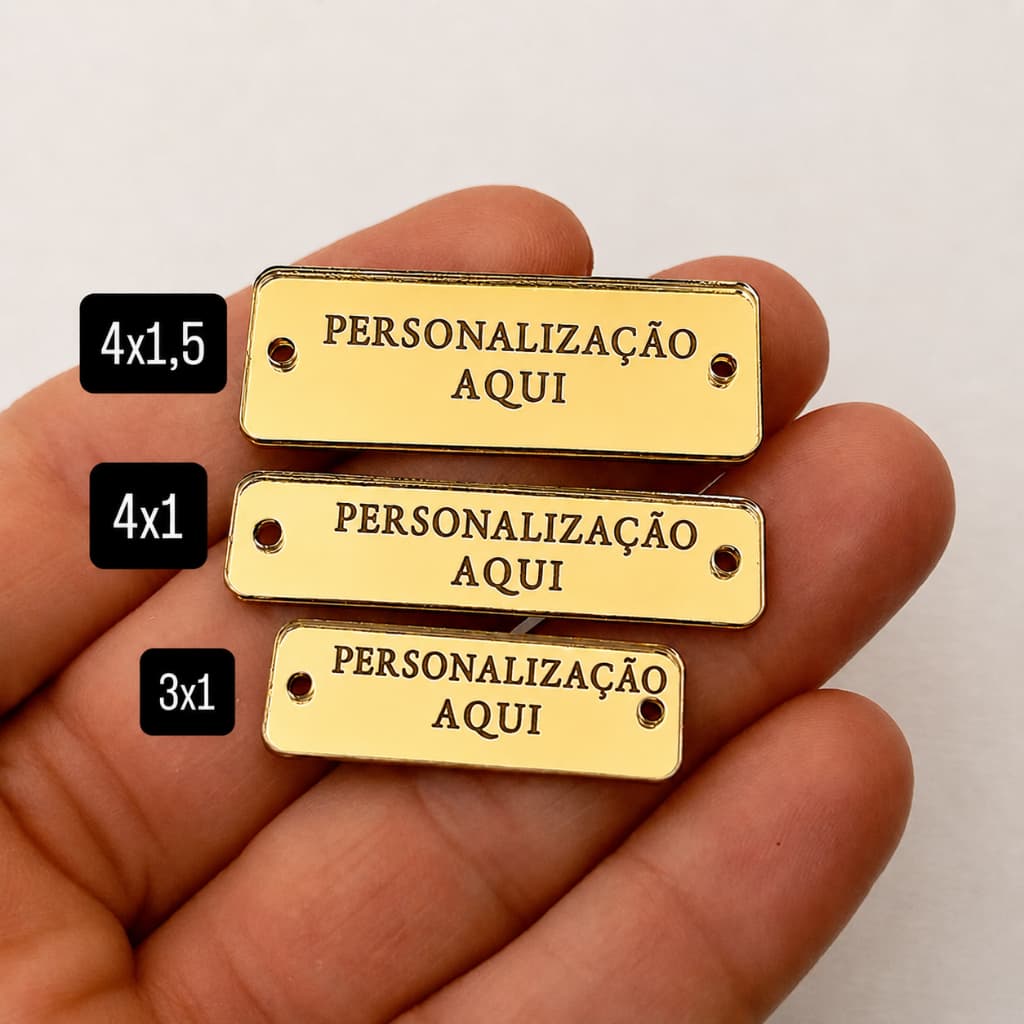 KIT 70 Etiquetas Personalizadas Acrílico DOURADO Plaquinha Tags