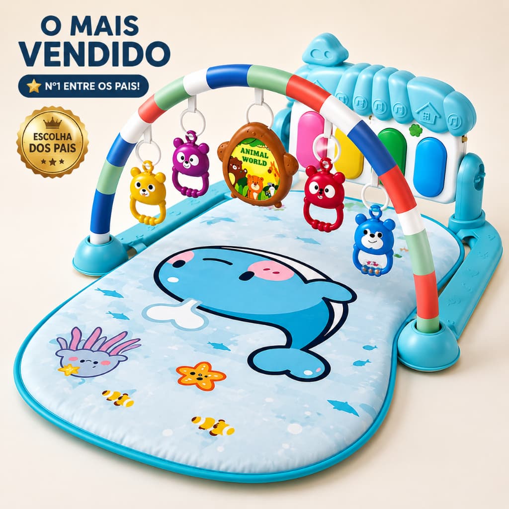 Tapete Musical Bebê Atividades Interativo Piano Estímulo Sensorial Desenvolvimento Azul