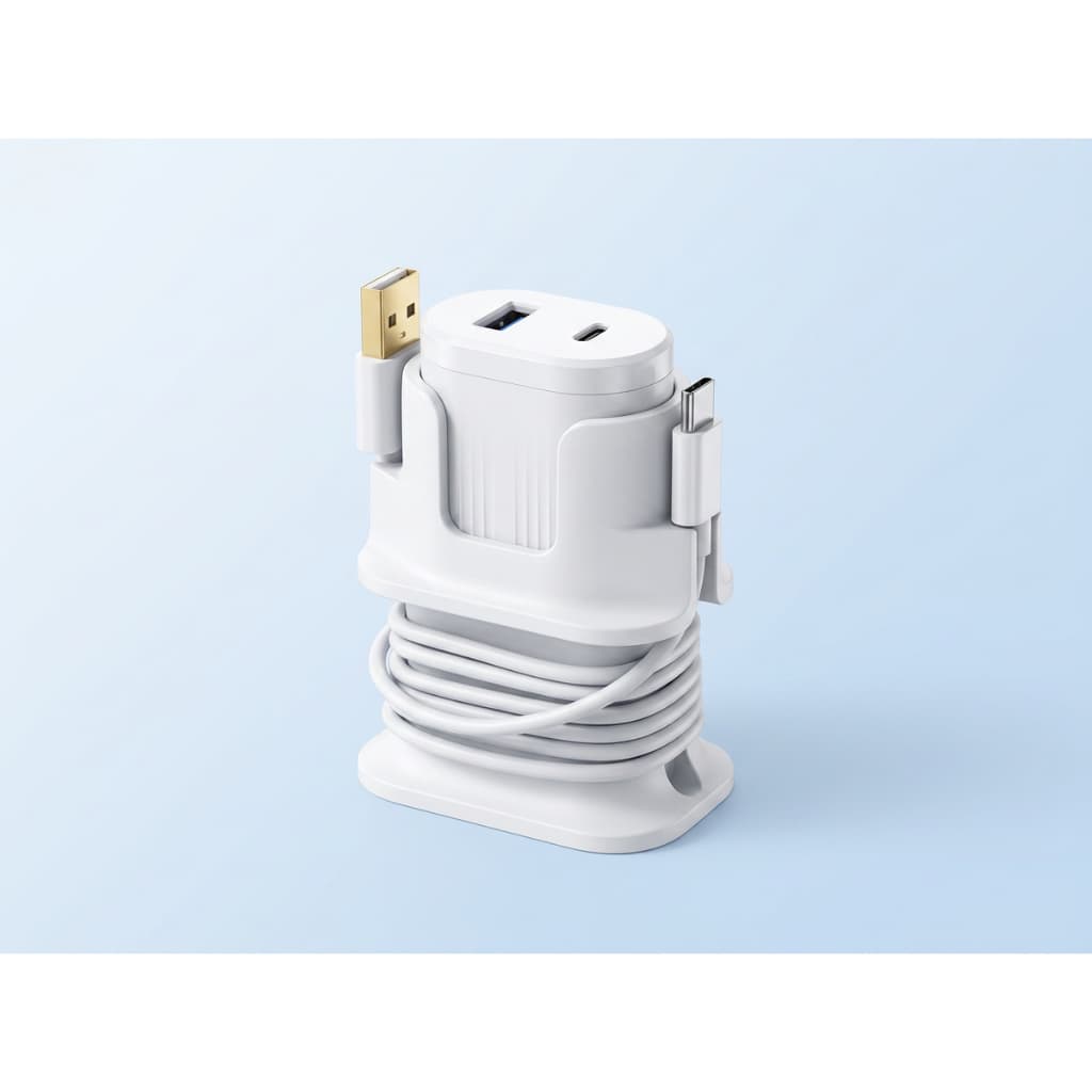 Organizador Carregador Celular Suporte Fonte Enrolador Cabo USB Porta Carregador Mesa Cabeceira