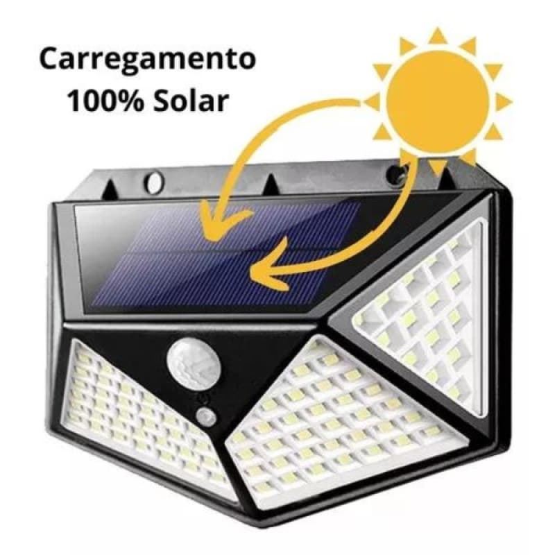 Luminária Solar Parede 100 LEDs Prova D'água Sensor Movimento 20W