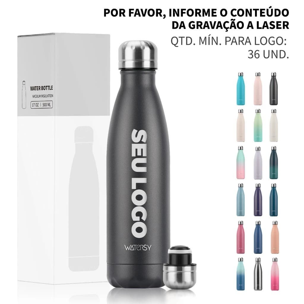 Watersy Garrafa térmica em aço inoxidável 304 500ml(Link Para Personalização)