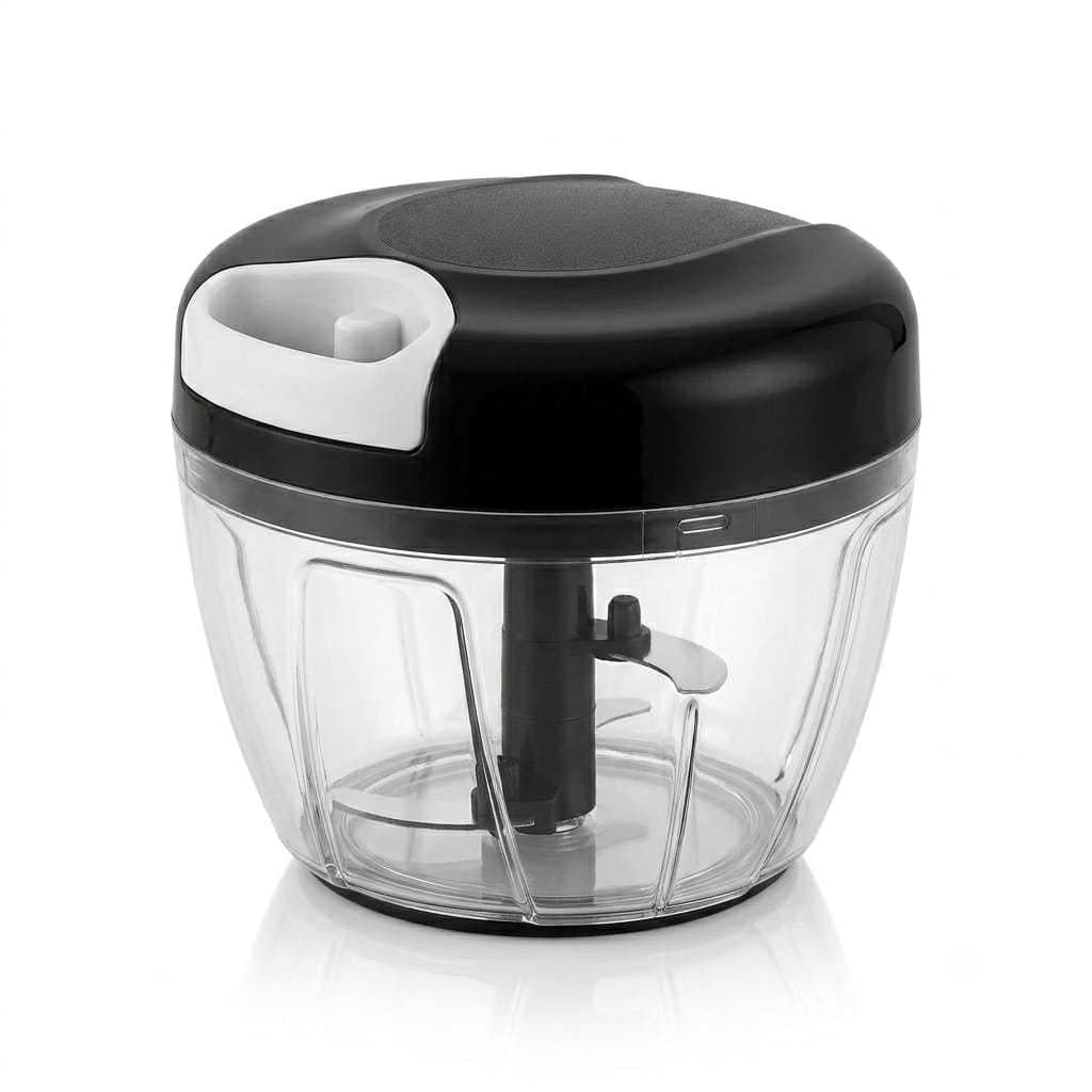 Processador Manual de Alimentos 500ml 3 Lâminas Aço Inox Triturador de Legumes Verduras Temperos