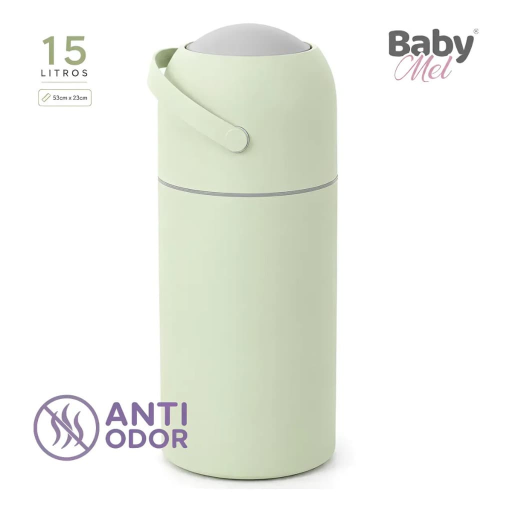 Lixeira Anti Odor 15l Verde Candy P/ Fraldas Bebê Baby Mel Antibacteriana Antiviral