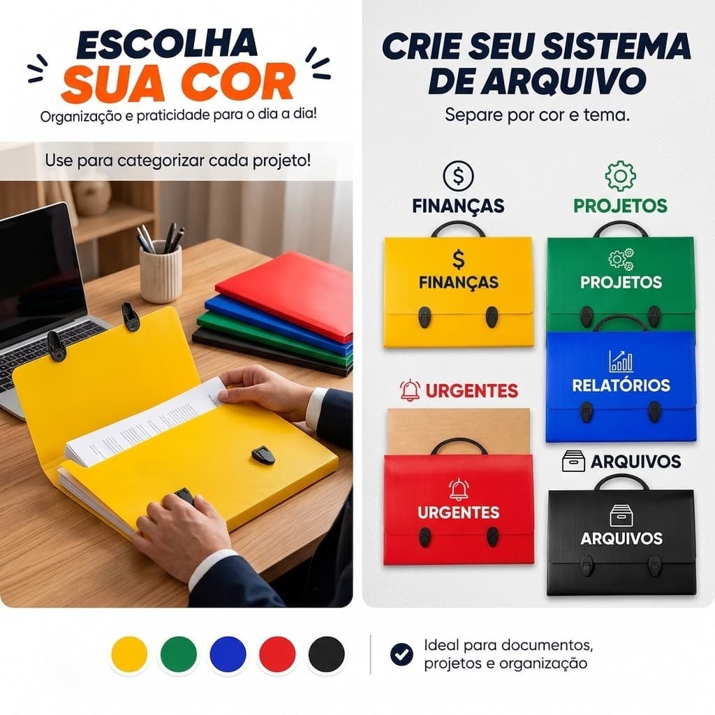 Pasta Maleta Organizadora Com Alça Para Documentos A4 Pasta Escolar Escritório Pasta Maleta de Plástico Resistente
