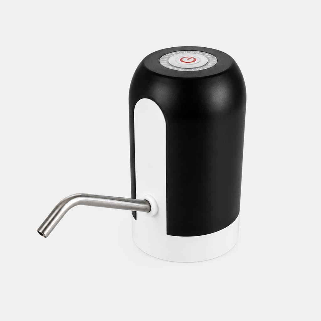 Bomba Elétrica De Galão Universal Com Carregamento USB Para Galão Garrafão De Água Branca e Preto