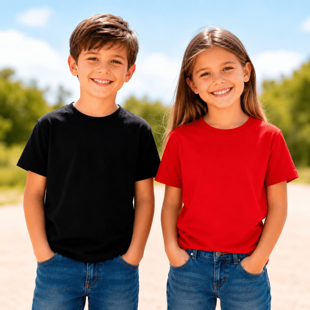 Kit 2 Camiseta Infantil Lisa Menino Menina Básica 100% Algodão Unissex Dia a Dia Premium