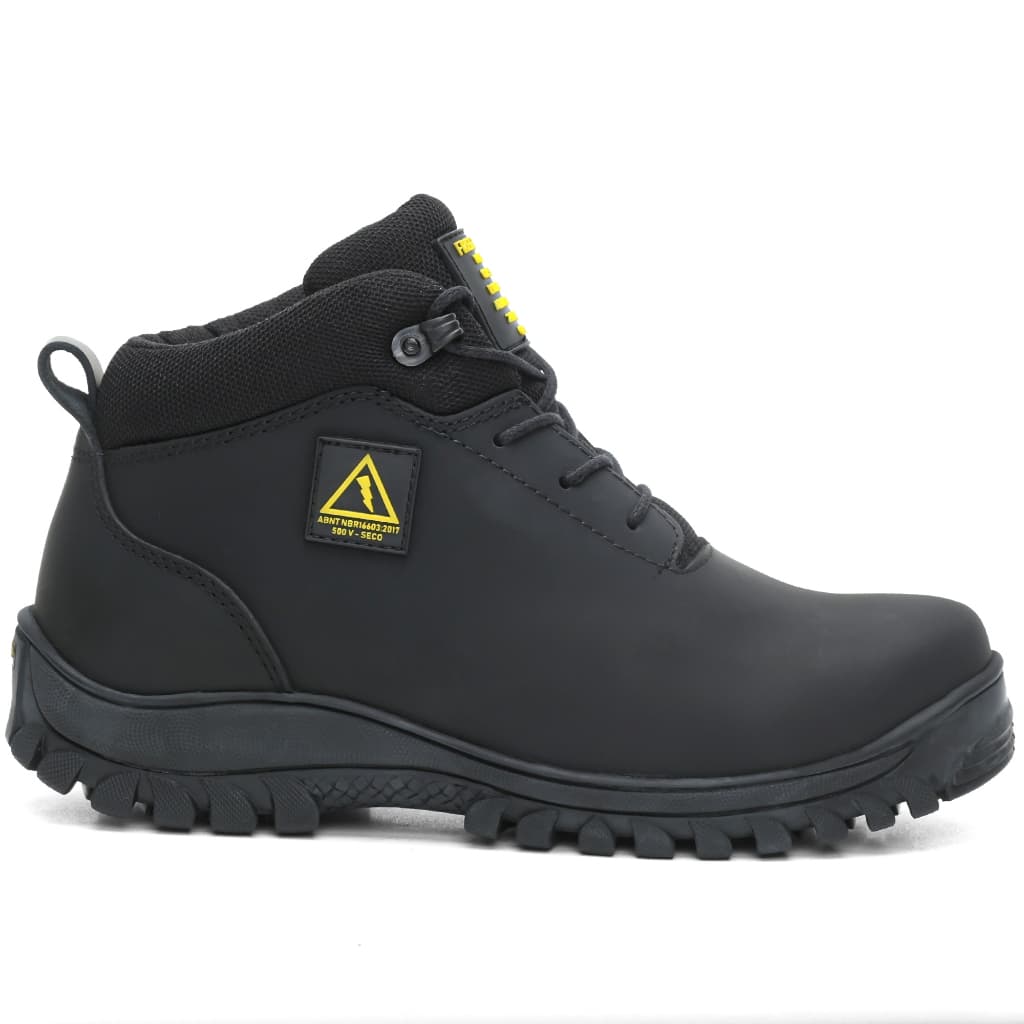Bota Eletricista Nr10 Ca Epi Isolante Até 500v Antiderrapante Coturno Couro Legitimo Palmilha Gel Pu