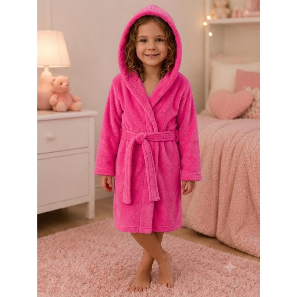 Roupão Infantil Soft Com Capuz Menina Menino Macio Quentinho