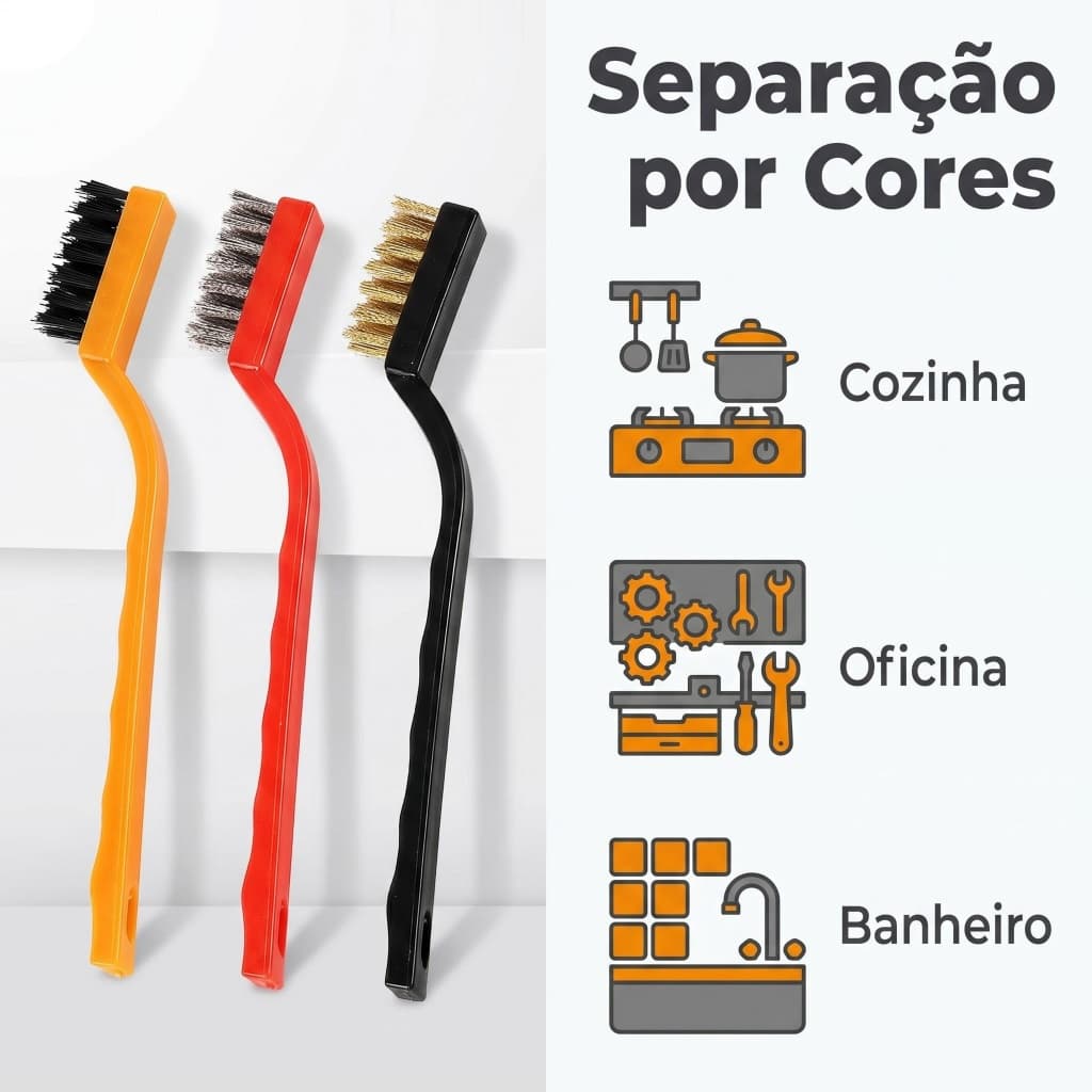 Mini Escovas De Aço Latão Nylon Para Limpeza Pesada E Cantos Difíceis