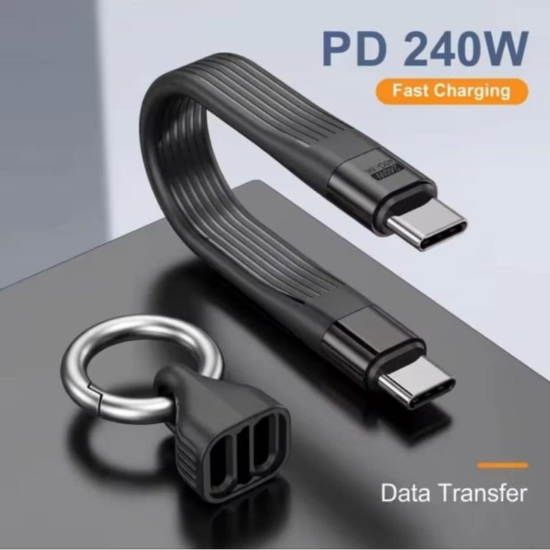 Chaveiro Cabo USB-C 240W PD – Carregamento Rápido e Transferência 40Gbps