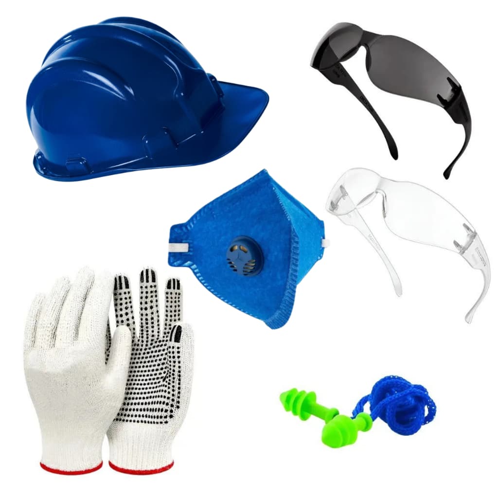 KIT OBRA - CAPACETE, LUVA, PROTETOR AURICULAR , MASCARA, OCULOS