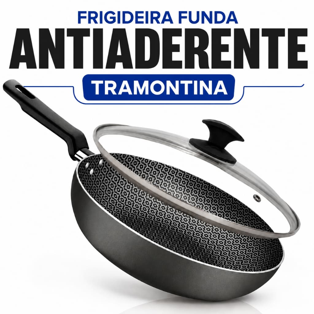 Frigideira Antiaderente Panela Funda Com Tampa De Vidro 26cm Profissional