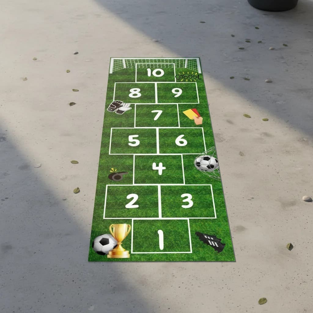 Adesivo de Chao Infantil Amarelinha Jogo Futebol Gol Campo Quarto Menino Educativo 200x70cm Grande