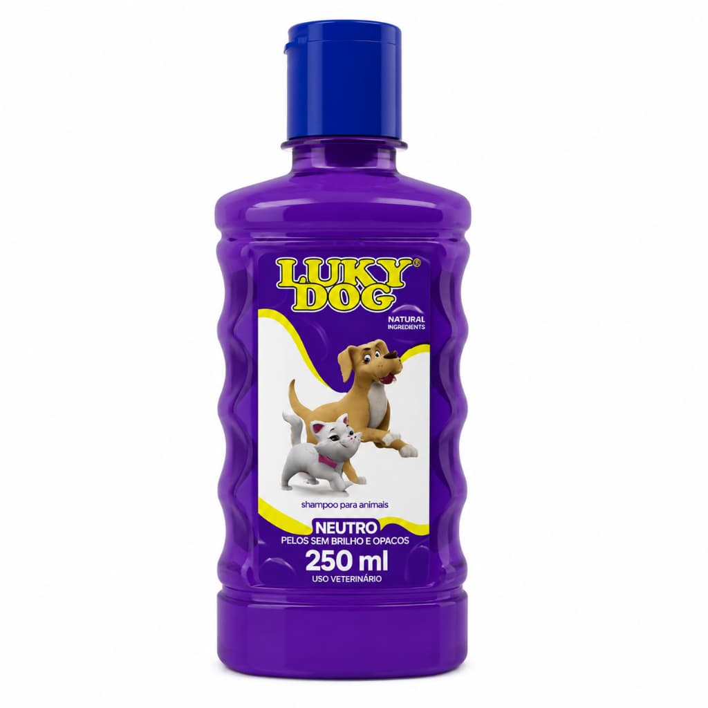 Shampoo Neutro Luky Dog 250ml para Cães e Gatos Higiene Suave Pet