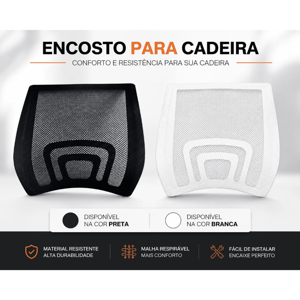 Encosto Da Cadeira Tela Mesh Diretor Vig Tronus branco ou preto