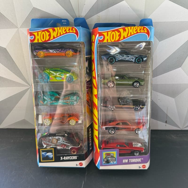 Hot wheels die cast pack com 5 carrinhos de brinquedo de plástico para criança menino carro hot wels wils kit carrinhos