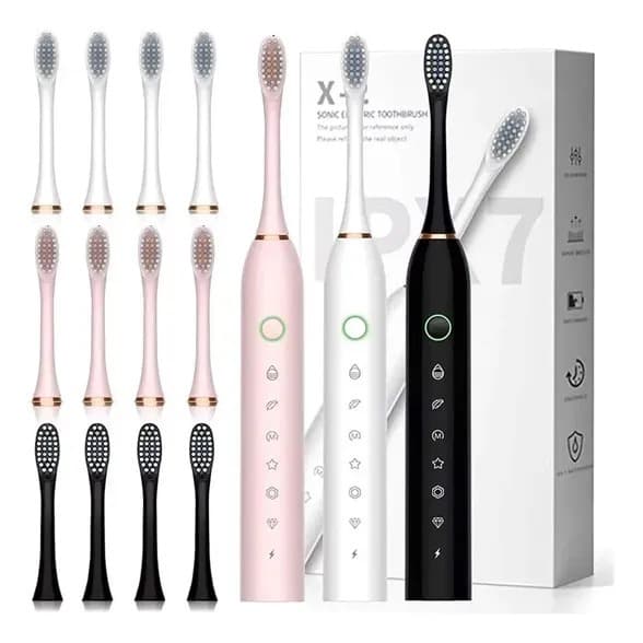 Escova Dental Elétrica USB Carga 6 Engrenagem À Prova D"água 4 Escovas Cabeças De Substituição