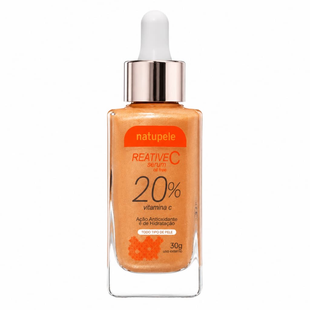 Sérum Facial Vitamina C 20% NatUpele 30g Ácido Hialurônico Oil Free Antioxidante Hidratante