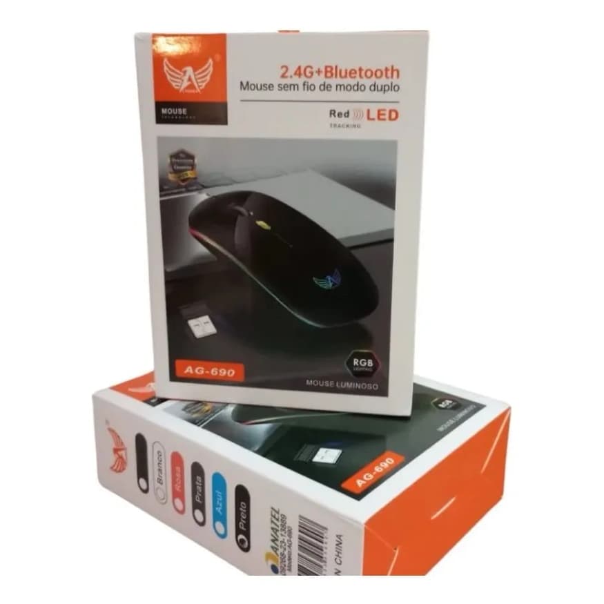 Mouse Sem Fio Recarregável 2.4G + Bluetooth AG 690