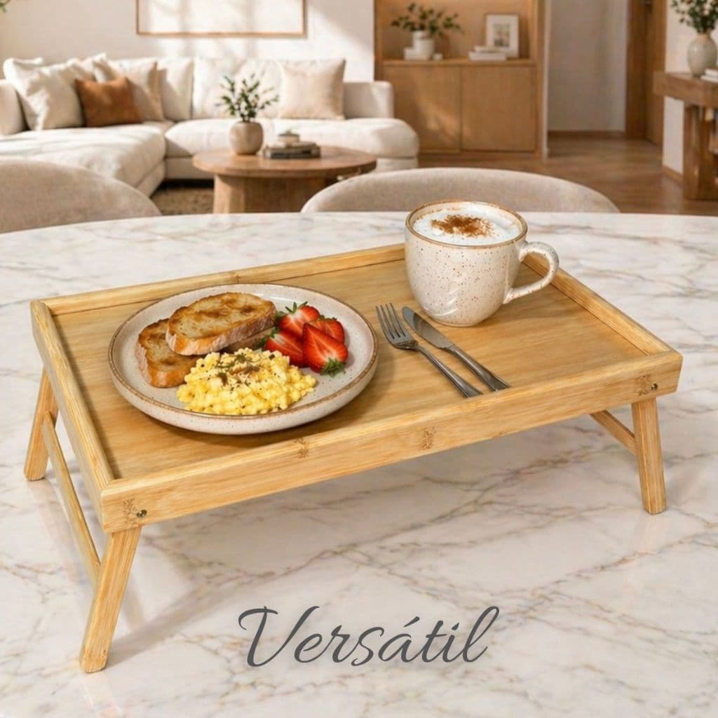 Bandeja Café Da Manhã Bambu Com Pé - Home Office