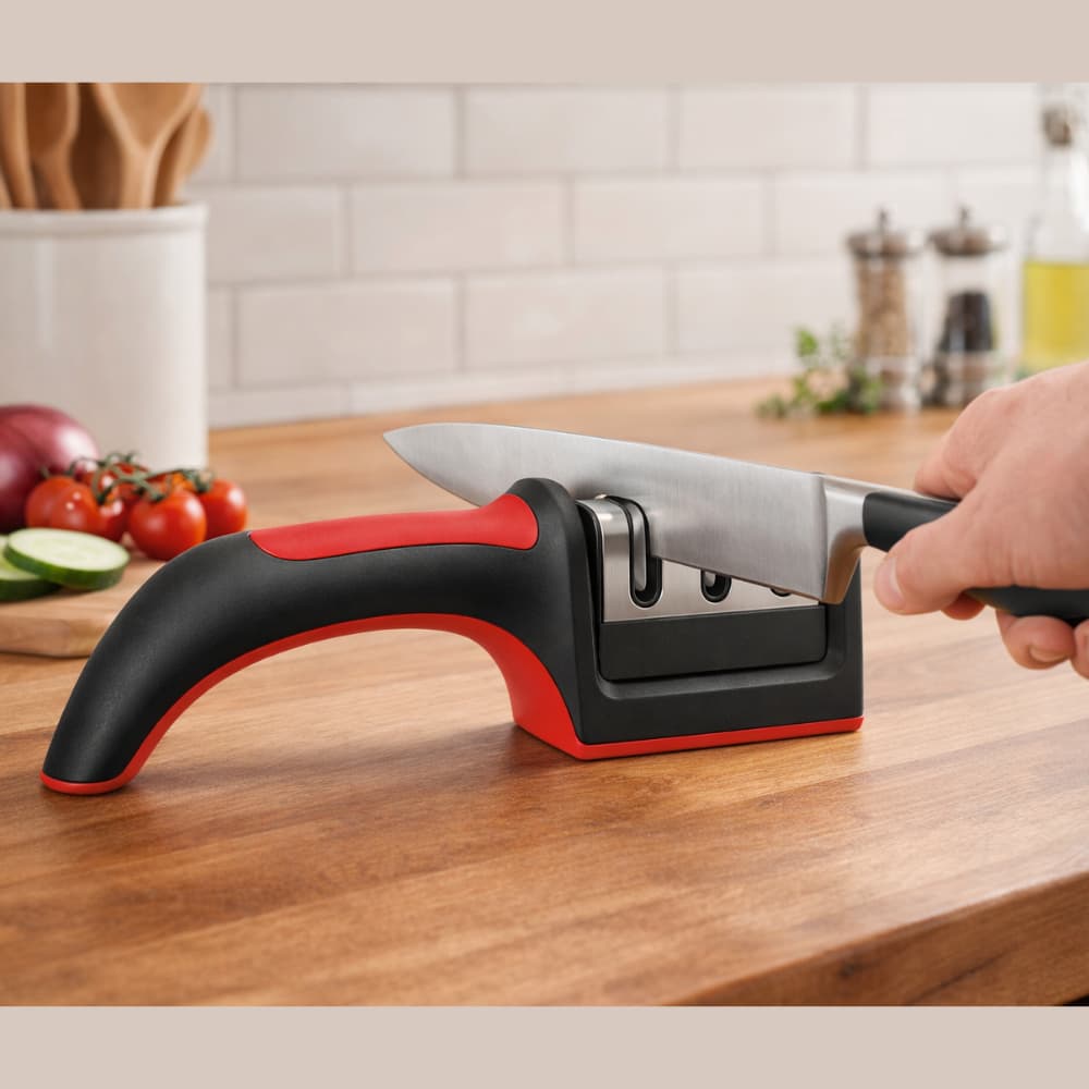 Afiador Amolador Profissional para Facas com 3 Níveis de Afiação Ceramica Inox