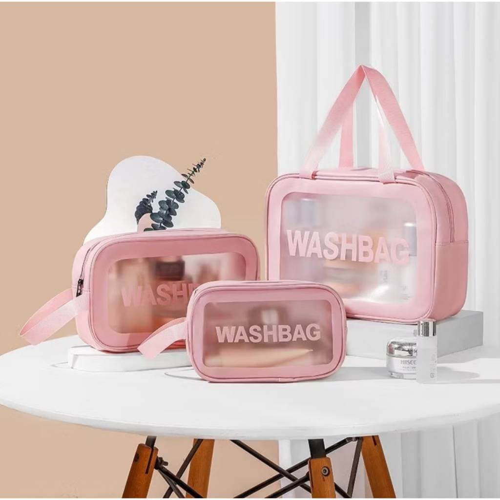 Kit 3 Necessaire Maquiagem Transparente WashBag A Prova De Água 332