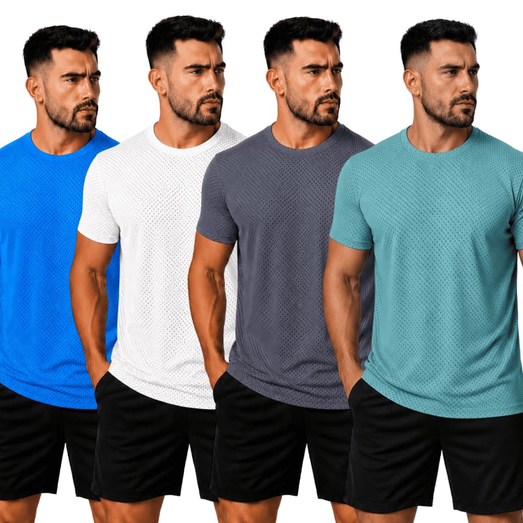 Kit 4 Camiseta Masculina Dry Fit  Básicas} Academia Treino Esporte Exercícios Corrida Respiravel dia a dia 100% algodão