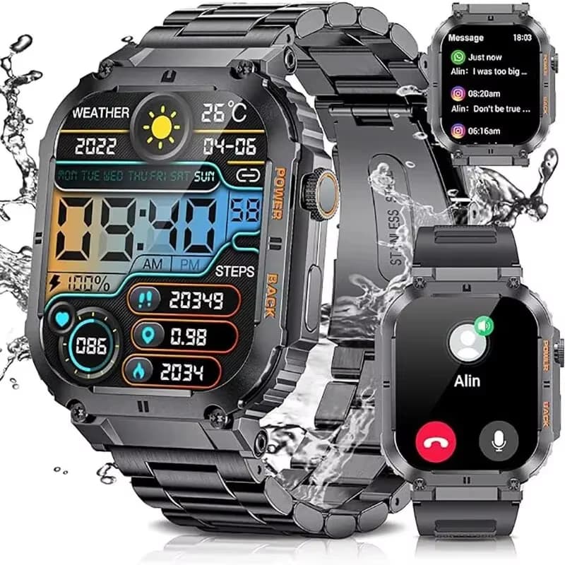 Relógio Inteligente de Fitness para Esportes ao Ar Livre Masculino à Prova d'Água com Oxigênio no Sangue Smartwatch