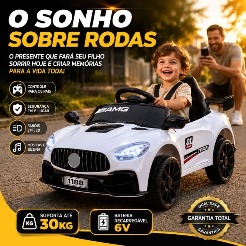 Carro Eletrico Gt Power Infantil 6v Licenciado Design Moderno Seguro Resistente