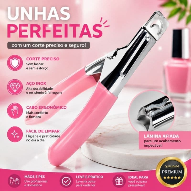 Alicate Cortador de Unhas Profissional Aço Inox com Cabo Ergonômico Manicure Pedicure