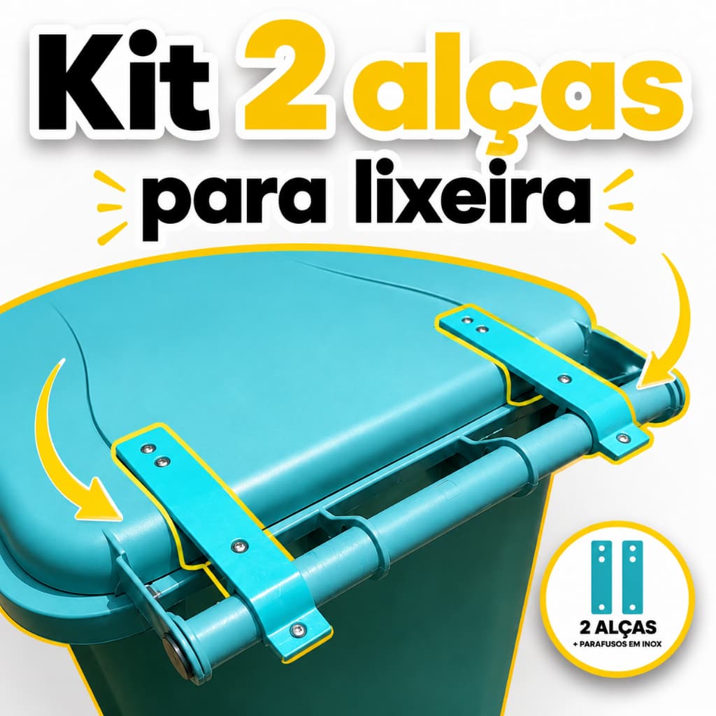 Kit Alças Verde para Lixeira 120L | Área Externa Resistente ao Tempo