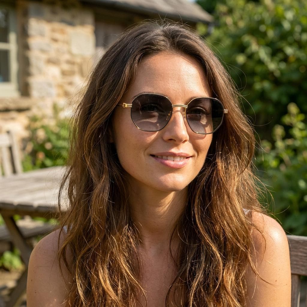 Óculos de Sol Feminino Redondo Metal Dourado Lente Preta Polarizado Proteção UV400 Tendência Elegante Casual Luxo 20352
