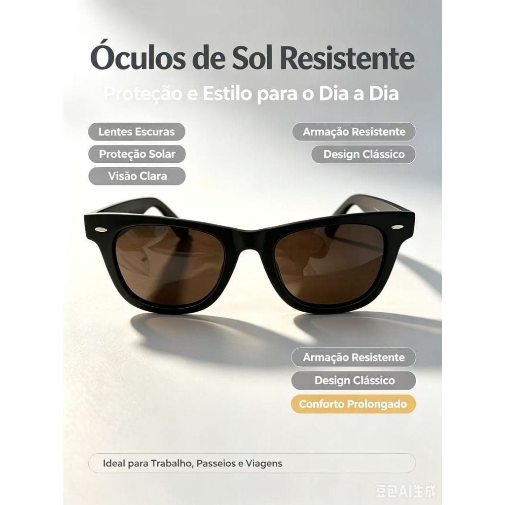 Óculos de Sol Wayfarer Unissex Armação Fosca Proteção UV400 Lentes Polarizadas Resistente para Praia Dirigir Passeio
