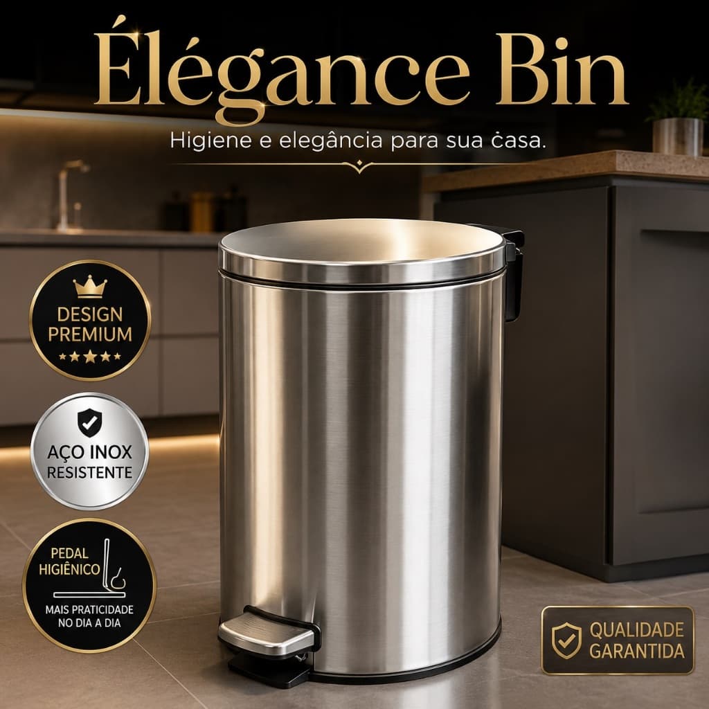 Lixeira Inox 12 Litros Slim Redonda Com Pedal Prática Resistência Durabilidade