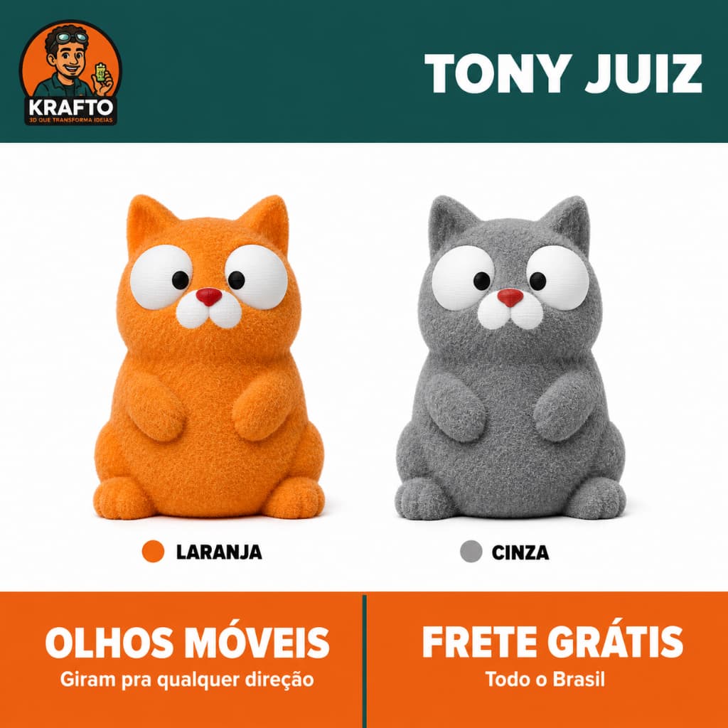 Gato Tony Juiz Decorativo Olhos Móveis Brinquedo Engraçado Presente Criativo Escritório | Impresso 3D