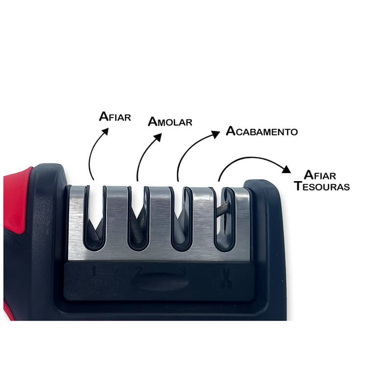 Amolador de Facas e Tesouras 4 em 1 Profissional Manual com Base Antiderrapante