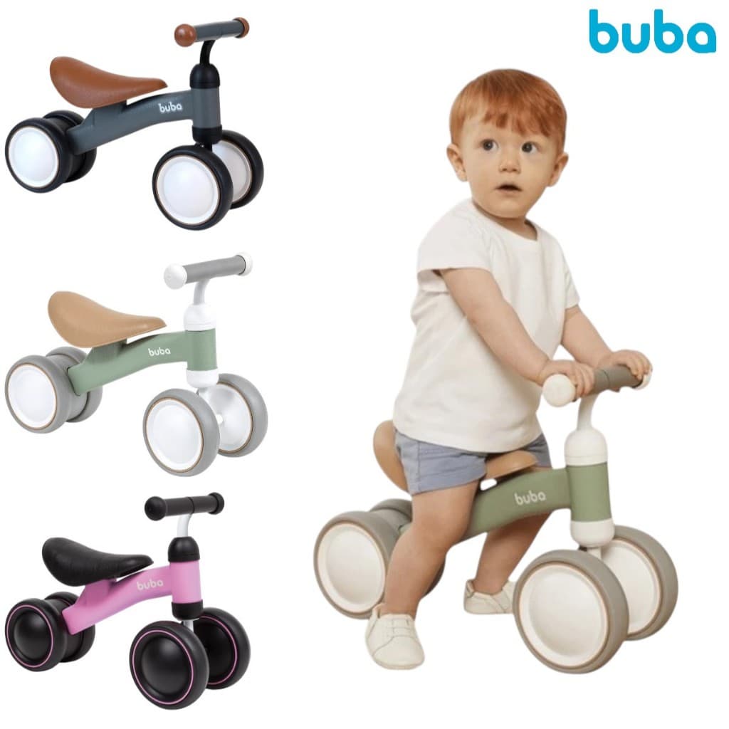 Bicicleta Buba De Equilíbrio 4 Rodas Infantil Sem Pedal Bebê Andador Criança +9 Meses