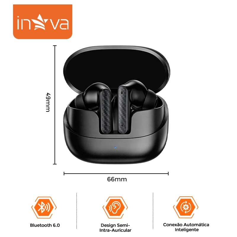 INOVA Fone De Ouvido Bluetooth Gamer Sem Fio Com Redução De Ruído e Bateria de Longa Duração para Música