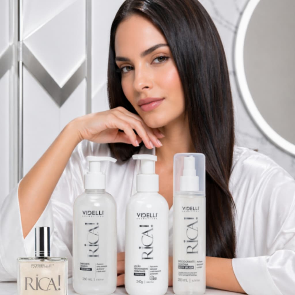 Kit Autocuidado Rica! Completo: Perfume Cabelo Sabonete Hidratante Splash  Forbelle Professional