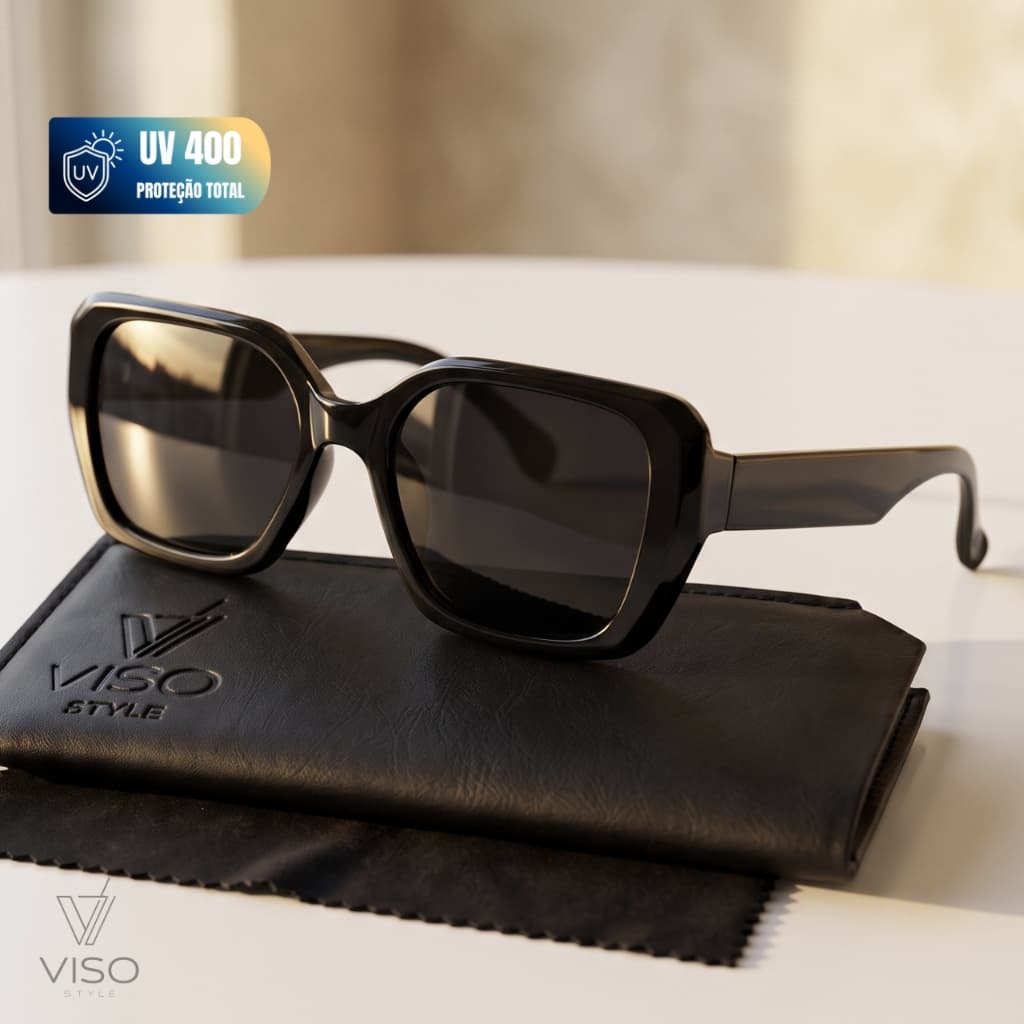 Óculos de Sol Retangular Escuro Premium Vintage Elegante Blogueira Retro Geométrico uv400 Feminino