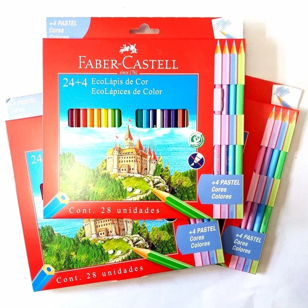 Lápis de cor 24 cores + 4 cores pastel 120124+4P Faber-Castell
