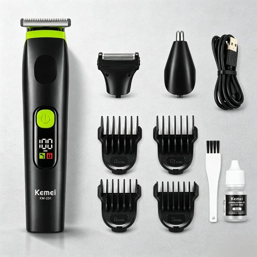 Kemei KM-251 ou Shaver KM-T69 Maquininha Green Profissional Depilação e Acabamento e Finalização