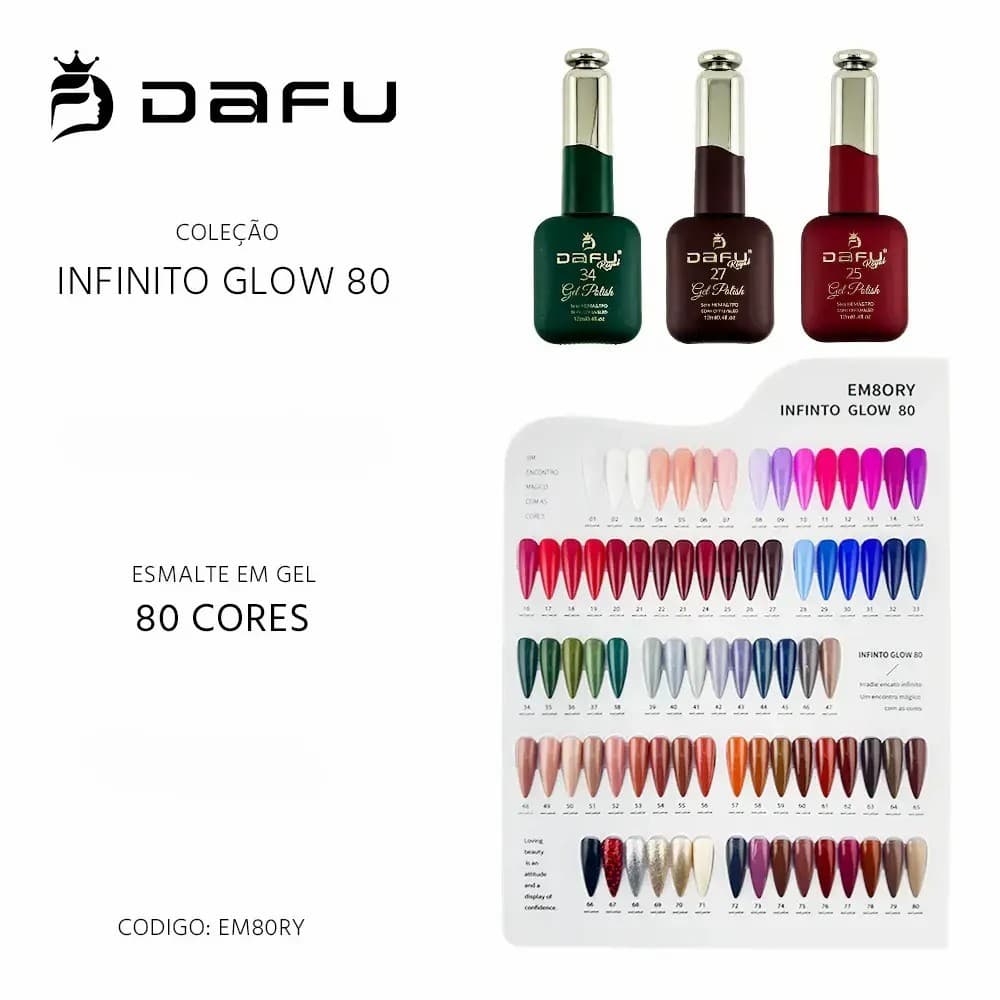Esmalte em Gel 12ml Infinito Glow Cores Vibrantes Alta Cobertura para Nail Design-EM80RY