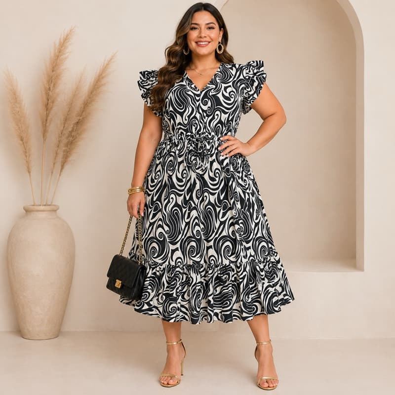 Vestido adulto feminino PLUS SIZE solto midi curto moda evangélica coleção nova lançamento verão