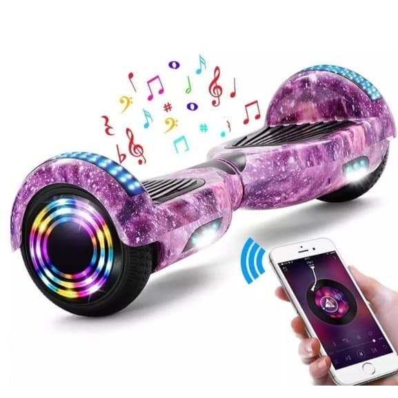 Skate Elétrico Infantil Roxo - 6,5 Polegadas LED Bluetooth