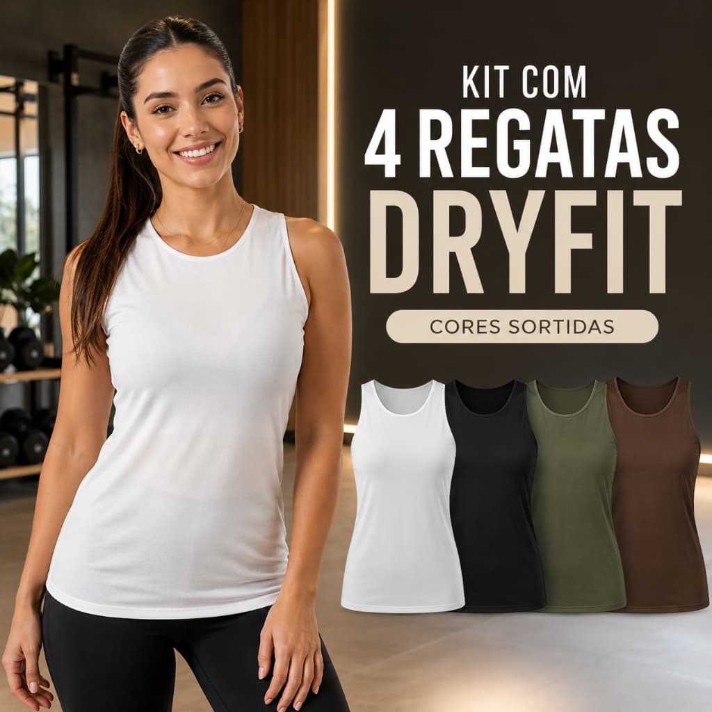 Kit 4 Regatas Femininas Dry Fit Academia Alta Qualidade Respiravel Treino Fitness Cores Sortidas