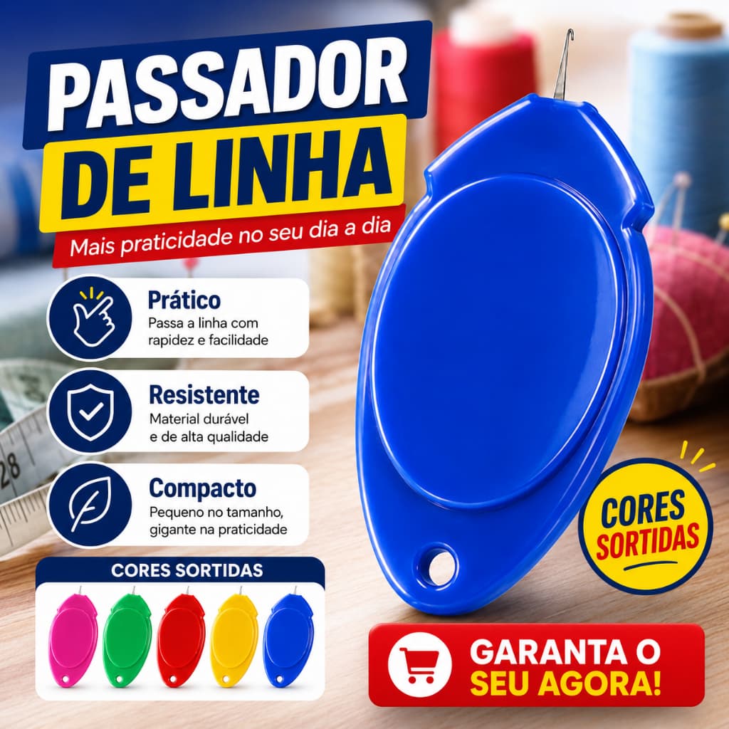 Passador Enfiador Linha Auxiliar Agulha Manual Costura Fácil Alfinete Croché Ateliê 1/5/10/15 und Facilidade Rapidez
