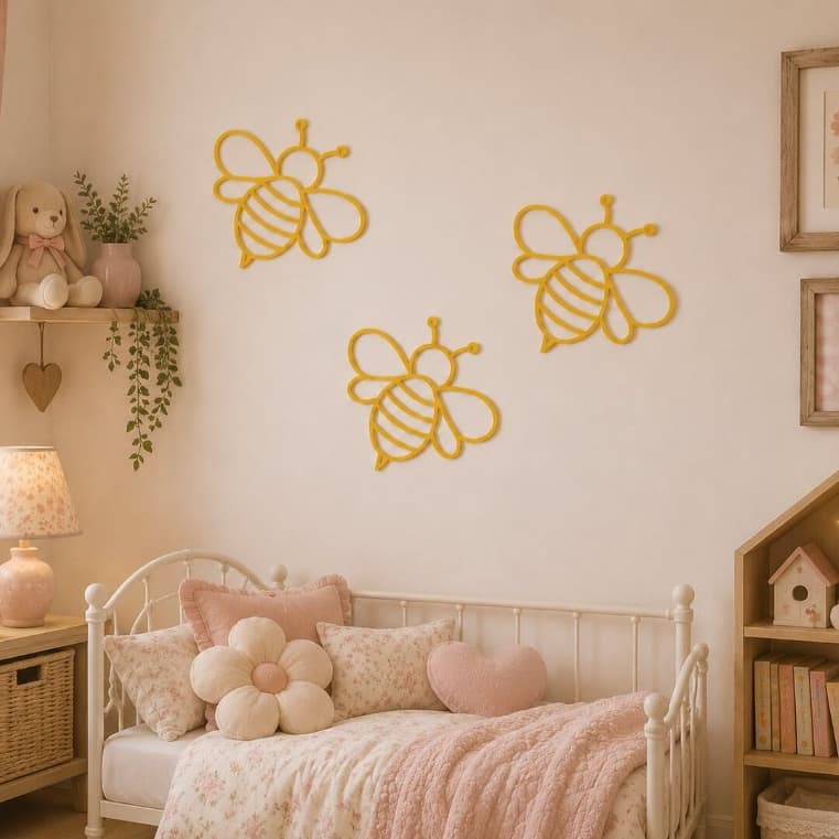 Quadro de Abelha Decorativo Infantil 24cm | Decoração Parede Quarto Bebê e Criança
