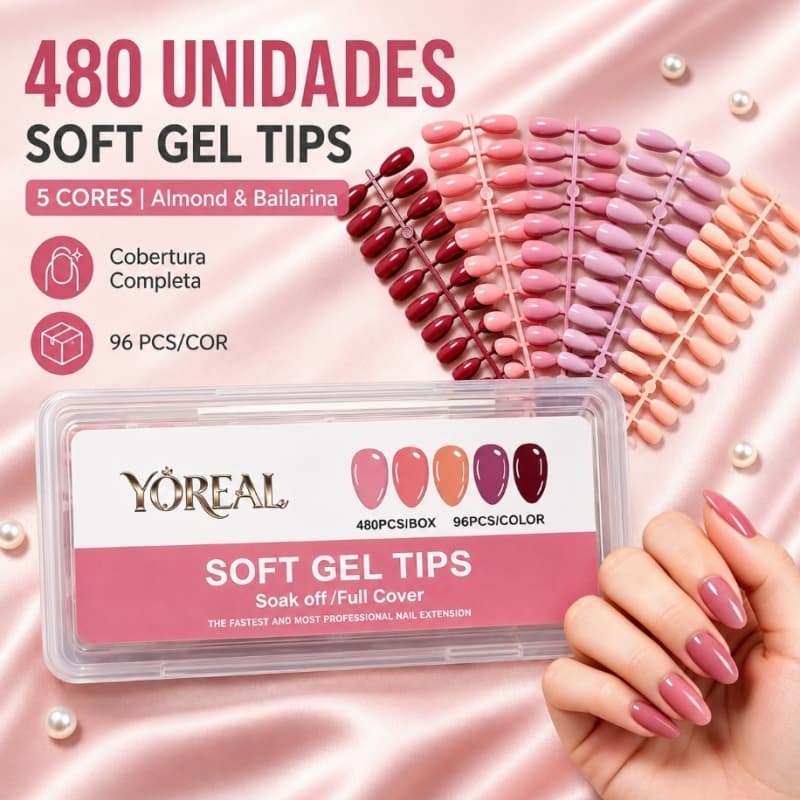 Unha Postiça Soft Gel Almond Bailarina Fosca Em Gel 480 Uniades