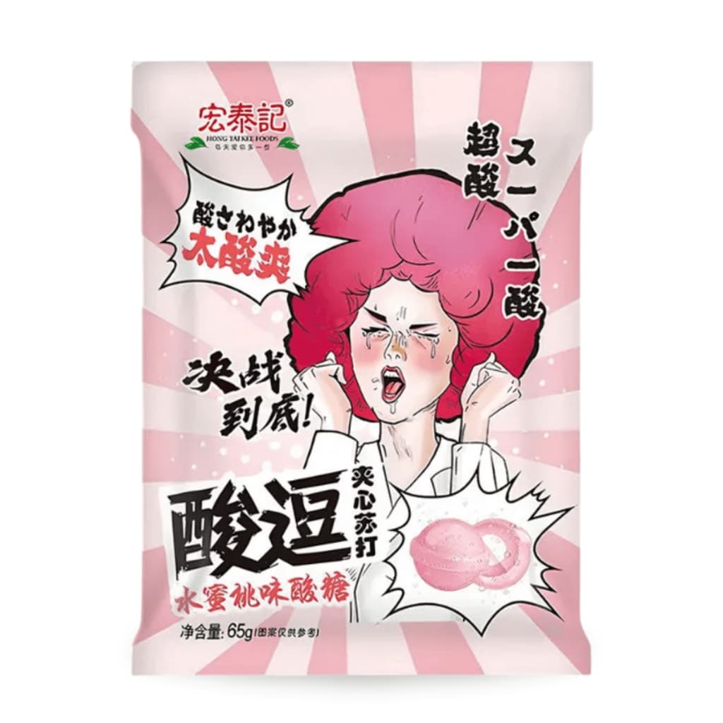 Bala Sabor Pêssego Super Azeda Hong Tai Kee - 65 gramas